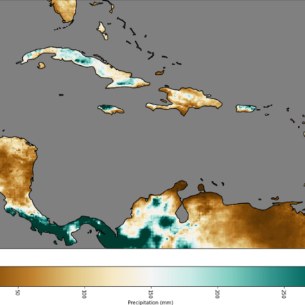 Map of May 2014 precipitation totals according to CHIRPSv2. Provided by C. Martinez.